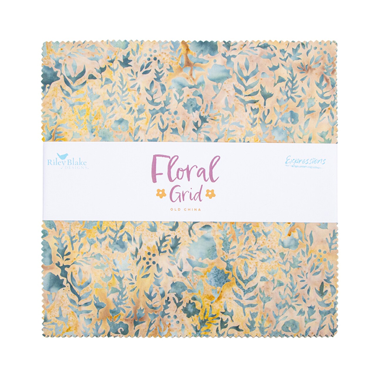 Expressions Batiks 10" Square Pack (Layer Cake / 10" Stacker) in Floral Grid Old China by Riley Blake Designs for Riley Blake (10-23465B-42)